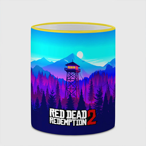 Кружка цветная Red Dead Redemption rockstar / 3D-Желтый кант – фото 2