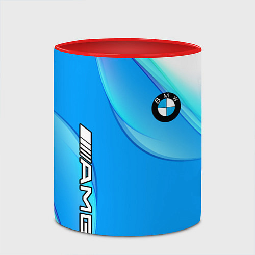Кружка цветная BMW abstrac line steel / 3D-Белый + красный – фото 2