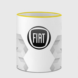 Кружка 3D Fiat white poly, цвет: 3D-желтый кант — фото 2