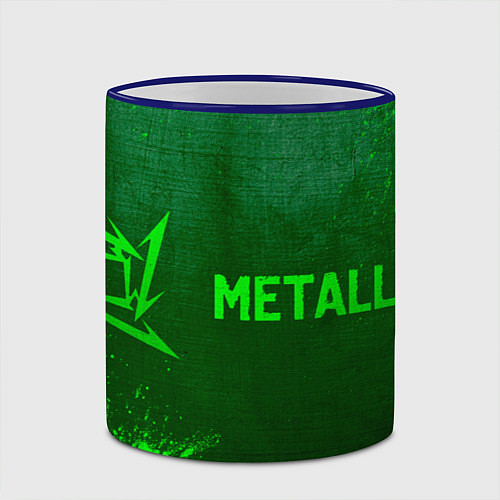 Кружка цветная Metallica - green gradient по-горизонтали / 3D-Синий кант – фото 2