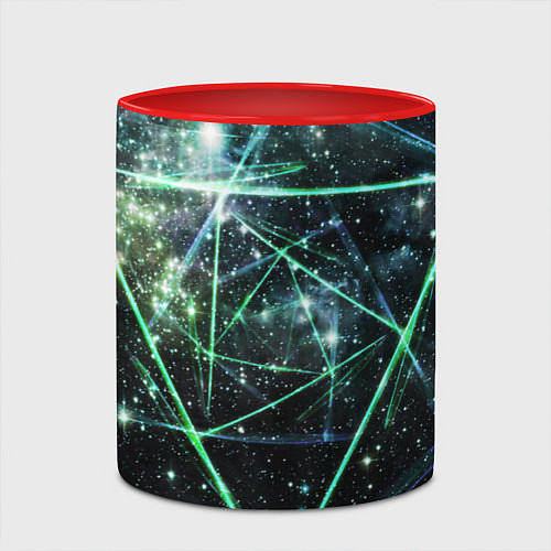 Кружка цветная Космические линии звезды / 3D-Белый + красный – фото 2