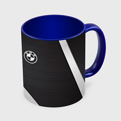 Кружка 3D BMW sport line geometry steel, цвет: 3D-белый + синий