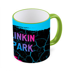 Кружка 3D Linkin Park 2024 - neon gradient по-горизонтали, цвет: 3D-светло-зеленый кант