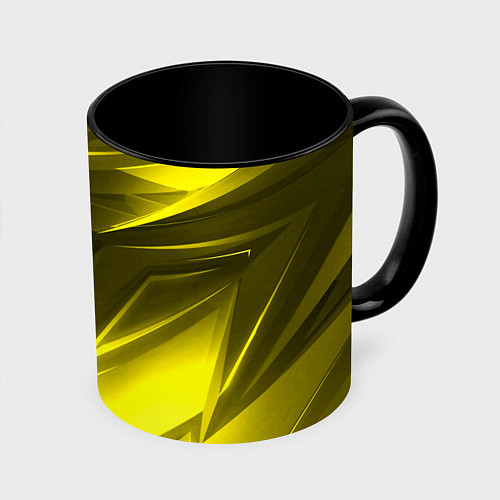 Кружка цветная Gold stripes abstraction / 3D-Белый + черный – фото 1