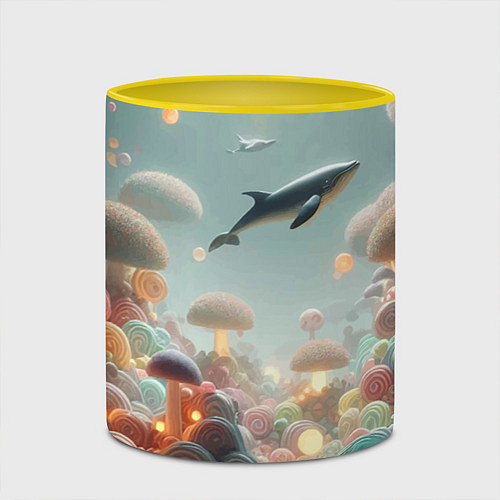 Кружка цветная Кит среди гигантских подводных грибов - нейроарт ф / 3D-Белый + желтый – фото 2