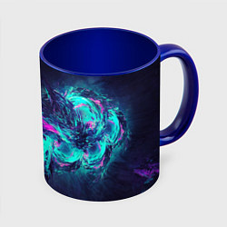 Кружка 3D Неоновые краски абстракция, цвет: 3D-белый + синий