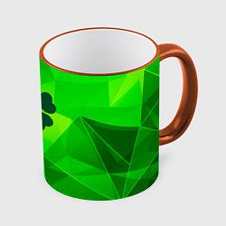 Кружка 3D Black Clover green poly, цвет: 3D-оранжевый кант