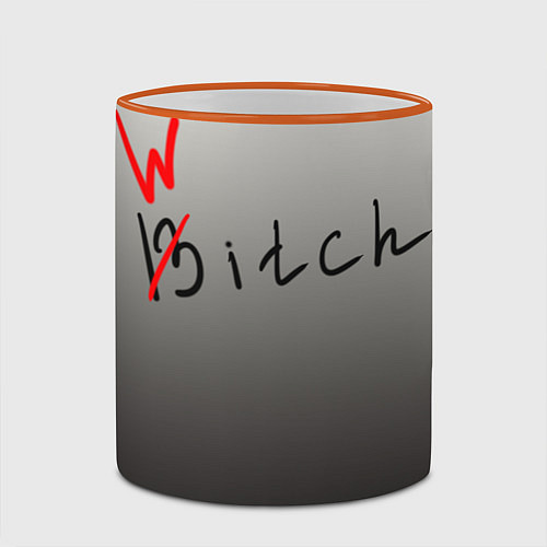 Кружка цветная W-bitch / 3D-Оранжевый кант – фото 2