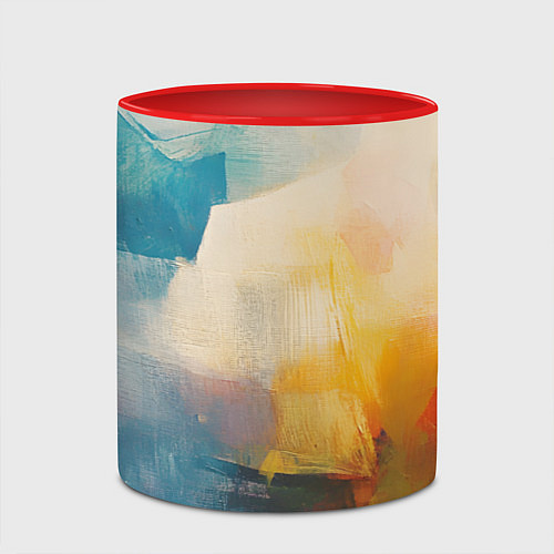 Кружка цветная Живопись мазками / 3D-Белый + красный – фото 2