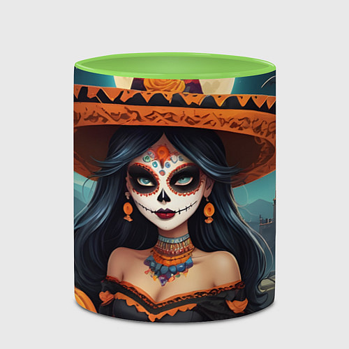 Кружка цветная Страшилки ведьмочка / 3D-Белый + светло-зеленый – фото 2