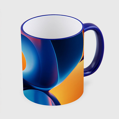 Кружка цветная Абстрактный геометрический градиент / 3D-Синий кант – фото 1