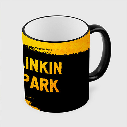 Кружка цветная Linkin Park 2024 - gold gradient по-горизонтали / 3D-Черный кант – фото 1