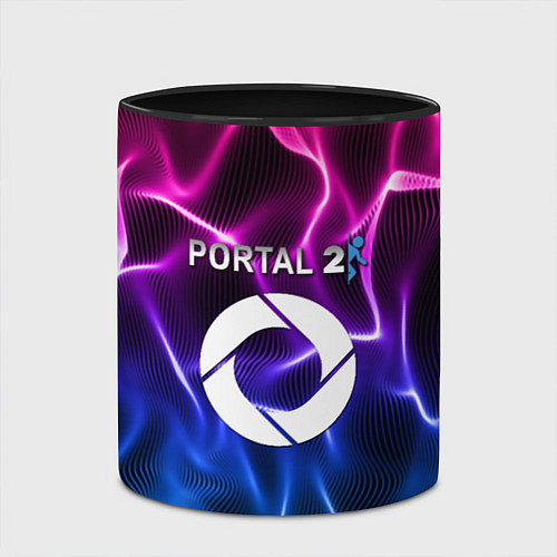 Кружка цветная Portal неоновые волны / 3D-Белый + черный – фото 2