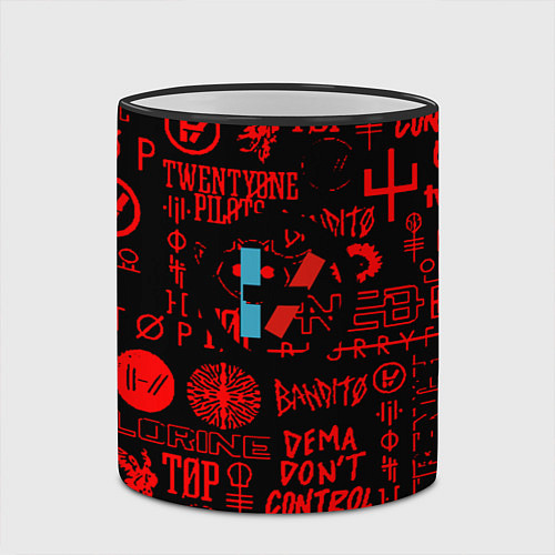 Кружка цветная Twenty one pilots pattern rock steel / 3D-Черный кант – фото 2