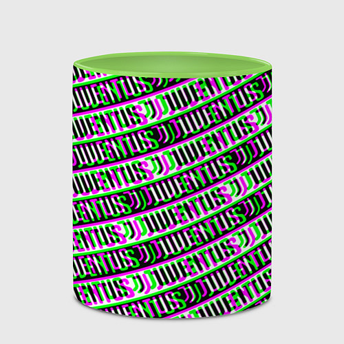 Кружка цветная Juventus glitch pattern / 3D-Белый + светло-зеленый – фото 2