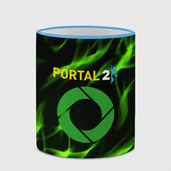 Кружка 3D Portal green flame, цвет: 3D-небесно-голубой кант — фото 2