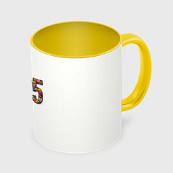 Кружка 3D Цифры 2025 из разноцветных цветов, цвет: 3D-белый + желтый