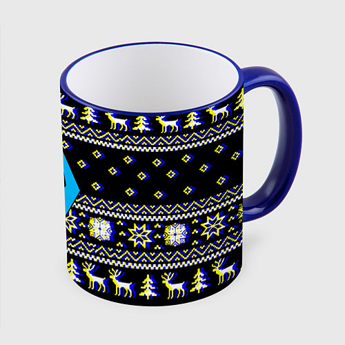 Кружка цветная The Elder Scrolls зимний свитер / 3D-Синий кант – фото 1