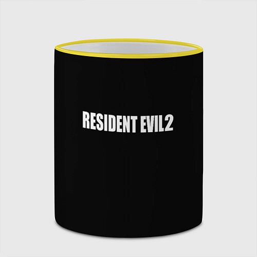 Кружка цветная Resident Evil 2 logo / 3D-Желтый кант – фото 2