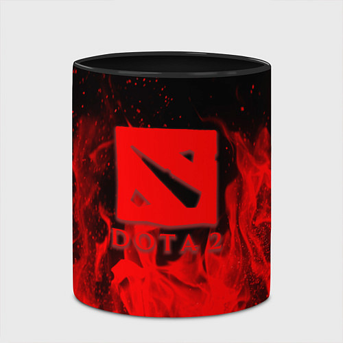 Кружка цветная DOTA 2 лого в огне / 3D-Белый + черный – фото 2