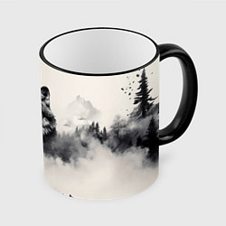 Кружка 3D Голова серого волка, цвет: 3D-черный кант