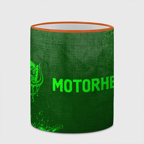 Кружка цветная Motorhead - green gradient по-горизонтали / 3D-Оранжевый кант – фото 2