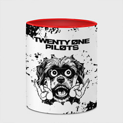 Кружка 3D Twenty One Pilots - рок пес, цвет: 3D-белый + красный — фото 2