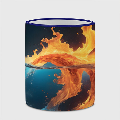 Кружка цветная Вода и огонь / 3D-Синий кант – фото 2