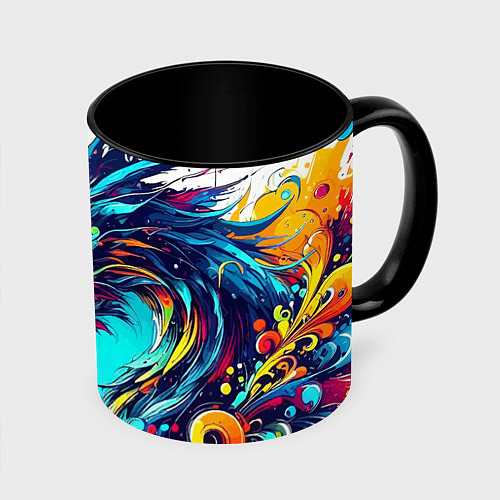 Кружка цветная Japanese dragon - tattoo irezumi / 3D-Белый + черный – фото 1