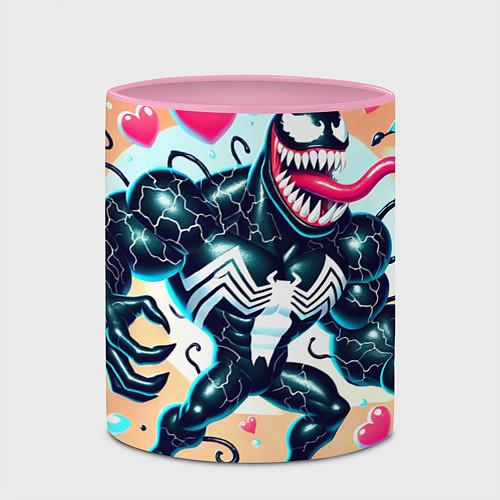 Кружка цветная Venom in cartoon style / 3D-Белый + розовый – фото 2