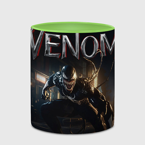 Кружка цветная The symbiote - Venom / 3D-Белый + светло-зеленый – фото 2