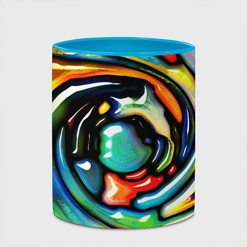 Кружка цветная Акварельные краски мозаика / 3D-Белый + небесно-голубой – фото 2