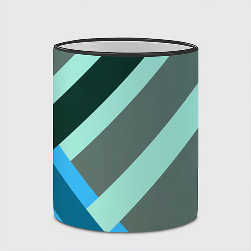 Кружка цветная Геометрия из полос / 3D-Черный кант – фото 2