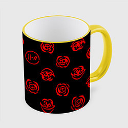 Кружка 3D Twenty one pilots rose pattern, цвет: 3D-желтый кант