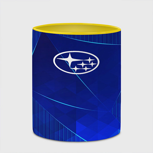 Кружка цветная Subaru blue poly / 3D-Белый + желтый – фото 2