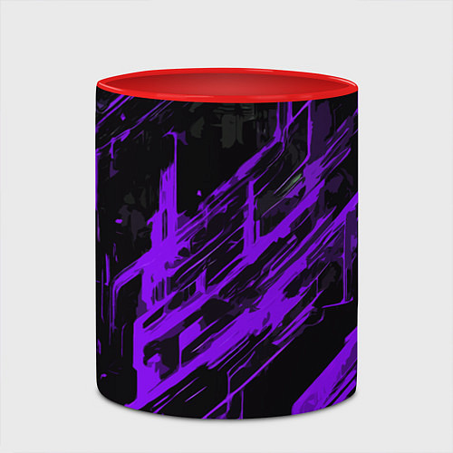 Кружка цветная Purple stripes on a black background / 3D-Белый + красный – фото 2