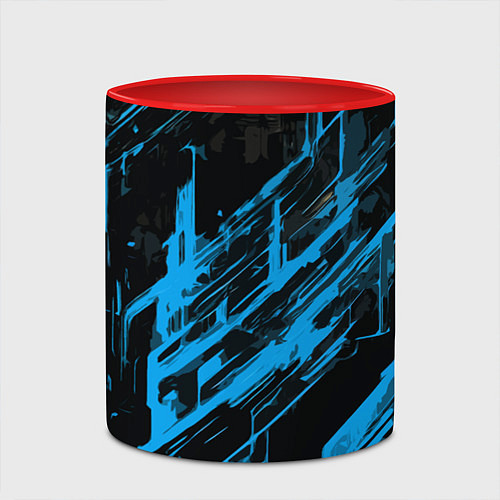 Кружка цветная Blue stripes on a black background / 3D-Белый + красный – фото 2