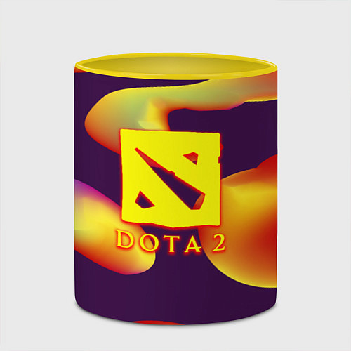 Кружка цветная Dota 2 неоновая абстракция / 3D-Белый + желтый – фото 2