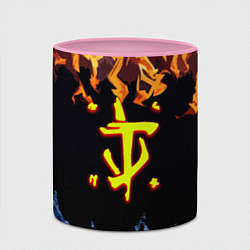 Кружка 3D Doom огонь и вода лого, цвет: 3D-белый + розовый — фото 2