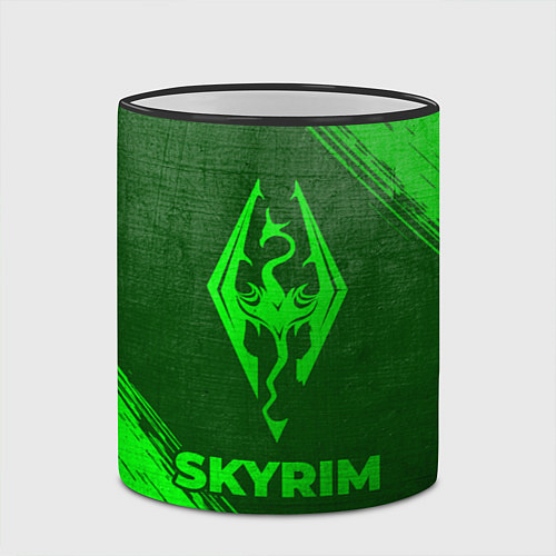 Кружка цветная Skyrim - green gradient / 3D-Черный кант – фото 2