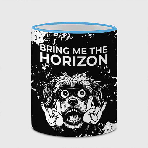 Кружка цветная Bring Me the Horizon рок пес / 3D-Небесно-голубой кант – фото 2