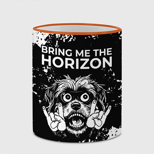 Кружка цветная Bring Me the Horizon рок пес / 3D-Оранжевый кант – фото 2