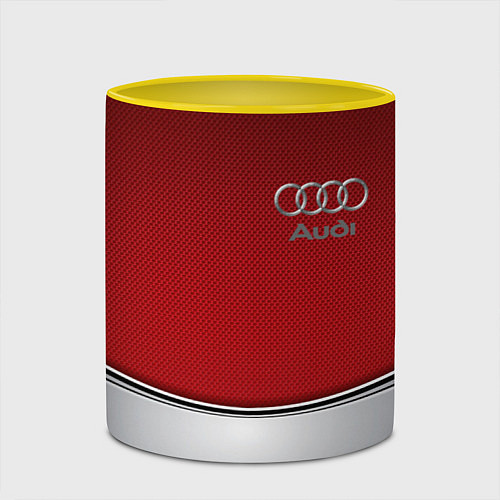 Кружка цветная Audi metal car steel / 3D-Белый + желтый – фото 2