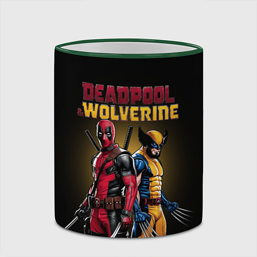 Кружка цветная Deadpool & Wolverine - film / 3D-Зеленый кант – фото 2