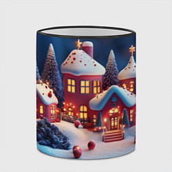 Кружка 3D Объемный новогодний городок, цвет: 3D-черный кант — фото 2