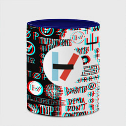 Кружка 3D Twenty one pilots glitch pattern, цвет: 3D-белый + синий — фото 2