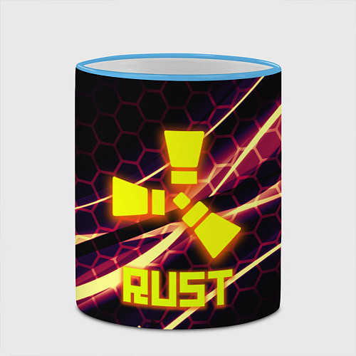 Кружка цветная RUST game hexagon / 3D-Небесно-голубой кант – фото 2