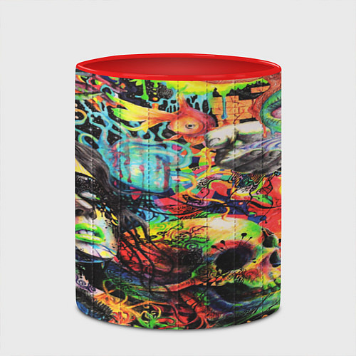 Кружка цветная Кислотные рисунки психоделика / 3D-Белый + красный – фото 2