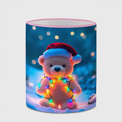 Кружка 3D Мишка в гирлянде, цвет: 3D-розовый кант — фото 2
