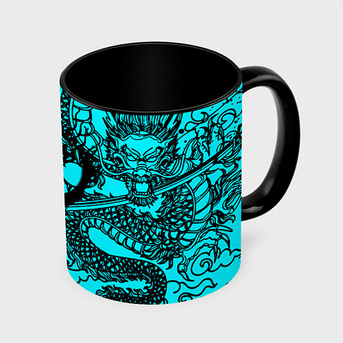 Кружка цветная Quake текстура дракон / 3D-Белый + черный – фото 1